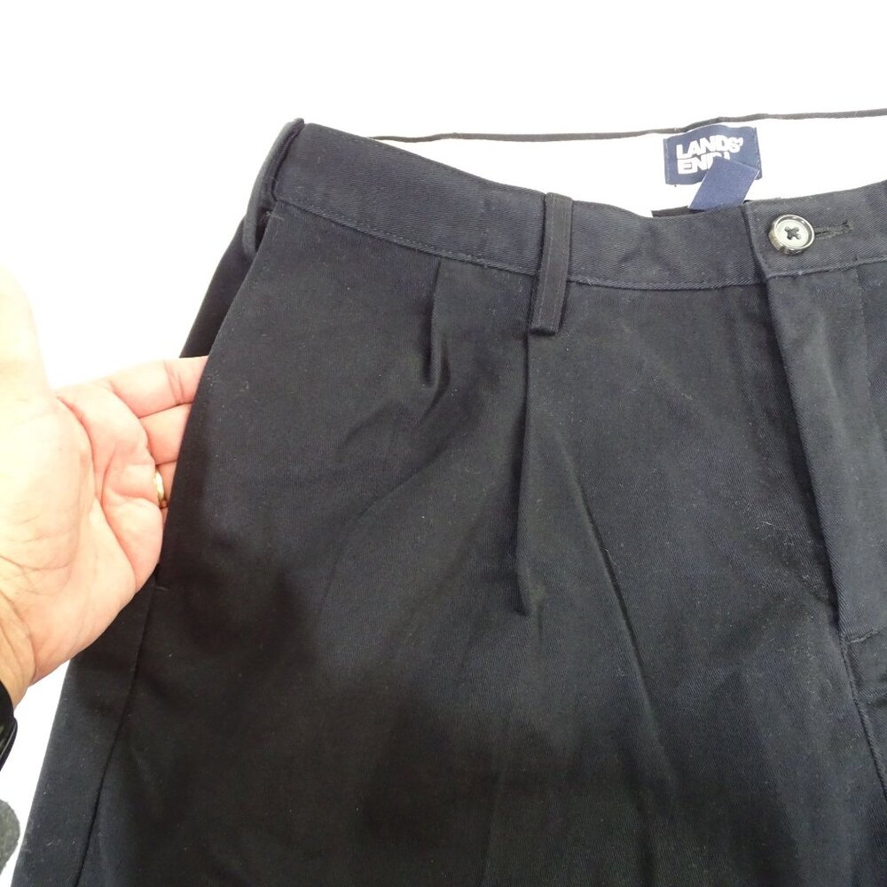 Lands End Mens Traditional Fit Pleated Black Dressy Chino Shorts Size 34 Casual - Picture 2 of 13